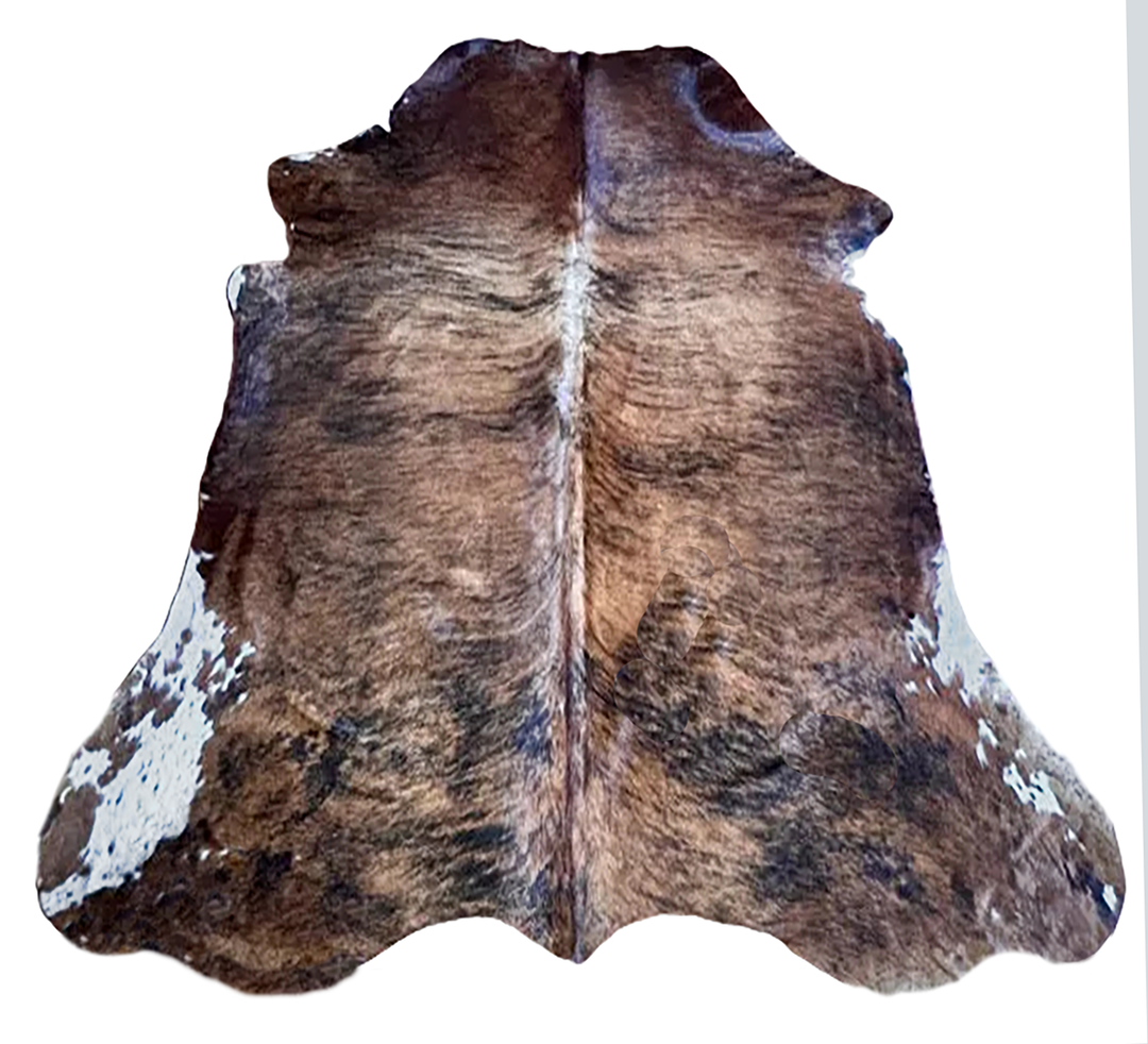 Large Cowhide Rug by Cowhide Rugs London, 210cm x 196cm, natural brown and white cowhide pattern, over £200 collection.
