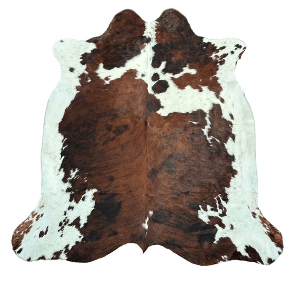 Large premium cowhide rug from Cowhide Rugs London, H55, 230cm x 220cm, natural cowhide with unique hide pattern and texture.