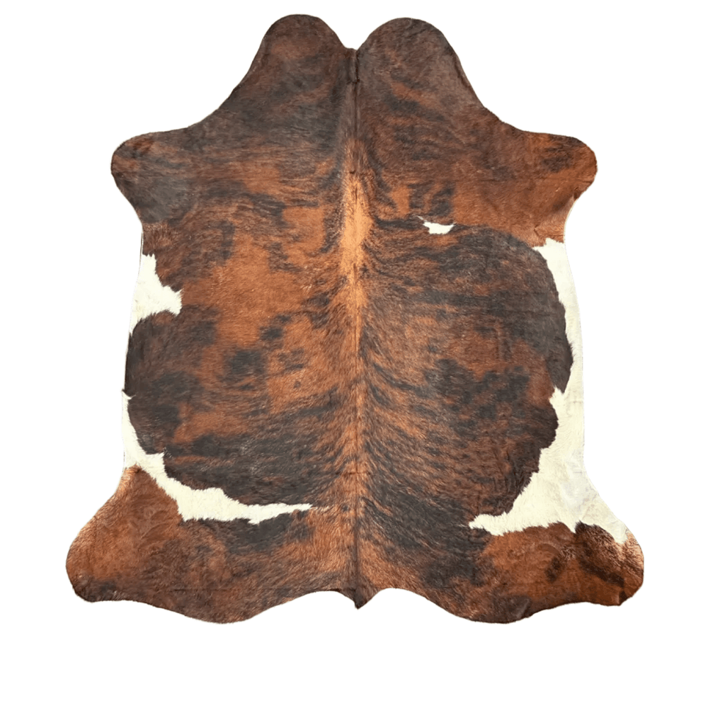 Large premium Cowhide Rug H70 from Cowhide Rugs London, natural cowhide with a 235cm by 210cm size and distinctive hide pattern.