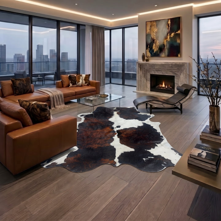 cowhide rug exra large in living room