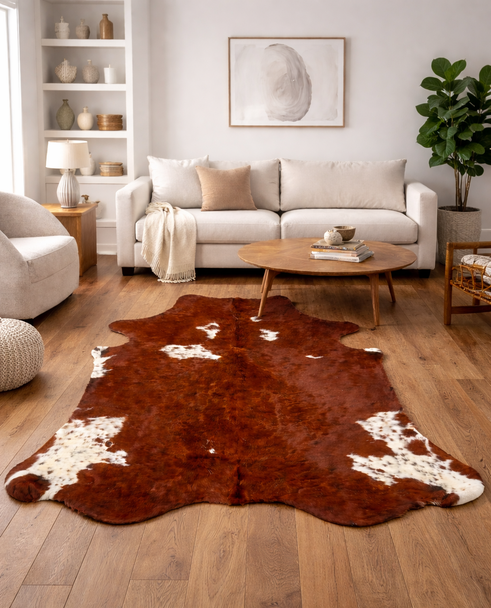 Premium Cowhide Rug from Cowhide-Rugs-London, 190cm x 170cm, natural cowhide with unique pattern for living room decor.