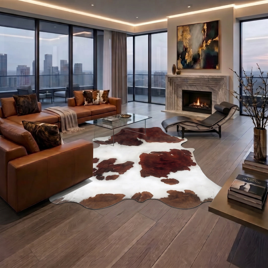 cowhide rug exra large in living room