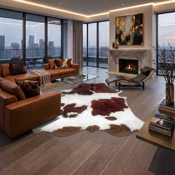 cowhide rug exra large in living room