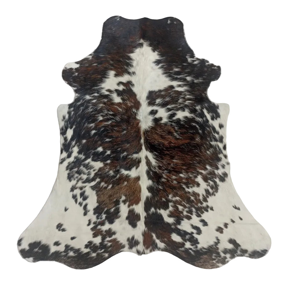 Cowhide Rug from Cowhide Rugs London, size 1.79m x 1.51m, natural brown and white pattern, textured animal hide floor covering