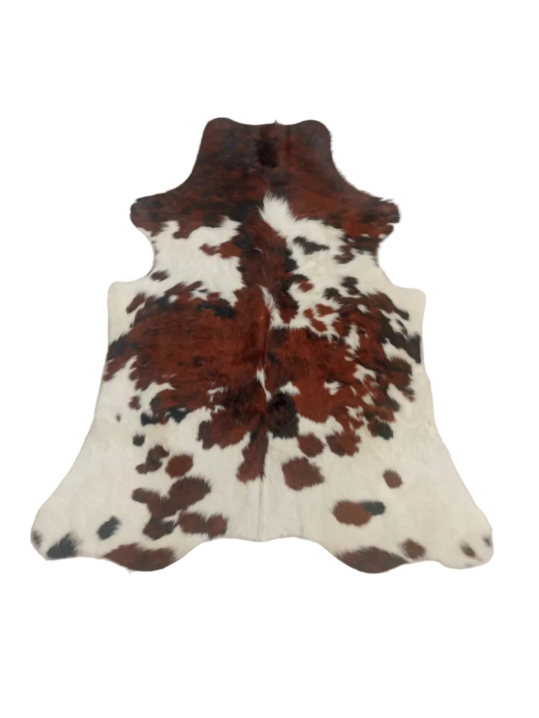 Cowhide Rug by Cowhide Rugs London, size 1.82m x 1.58m, natural cowhide with black and white patches, small decorative rug.