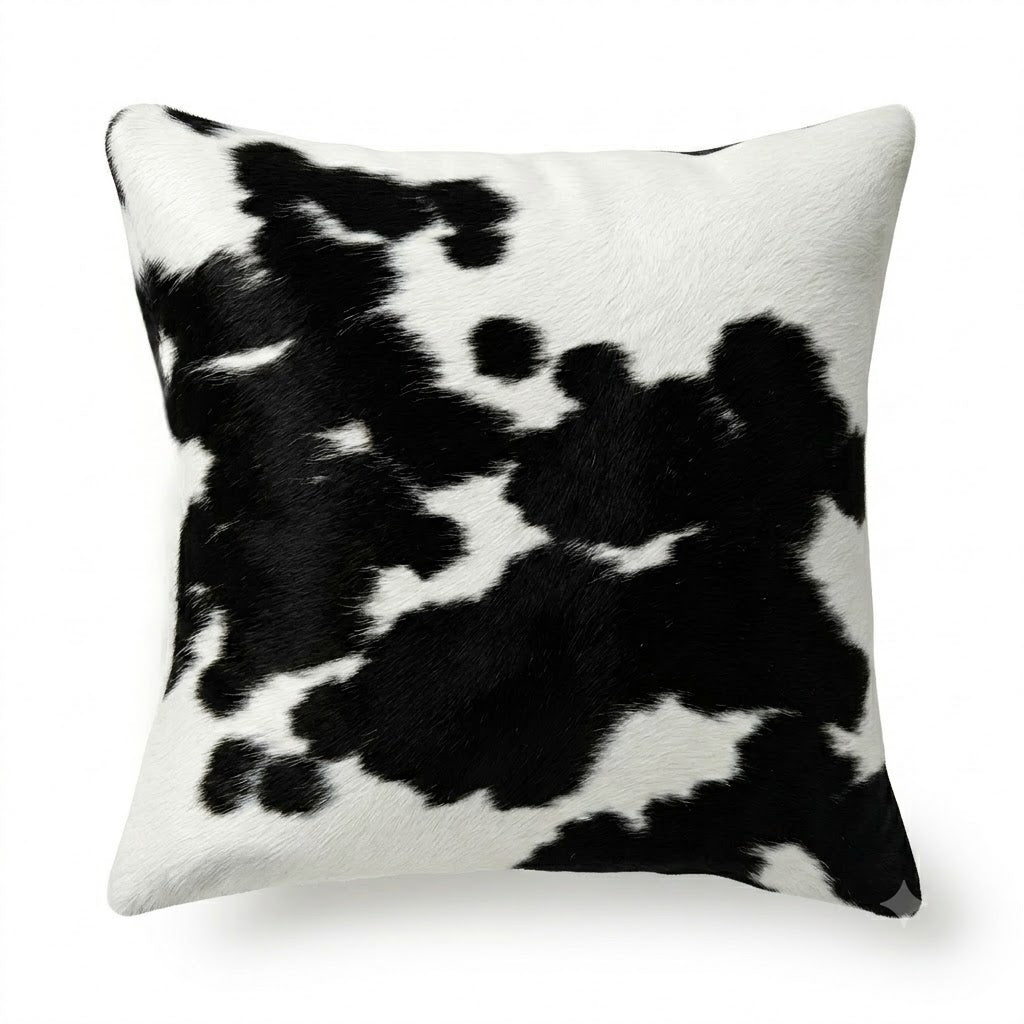 Black and white cowhide cushion