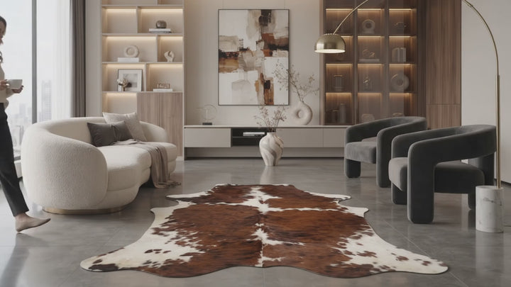 Extra Large Tricolour Cowhide Rug A90101 – 245cm x220cm  (96" x 87")XL