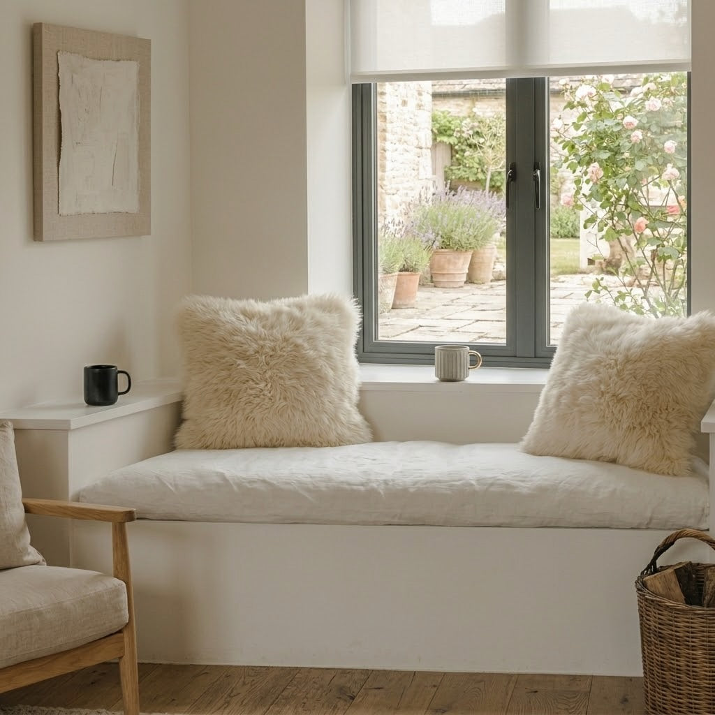 Sheepskin Cushion Ivory